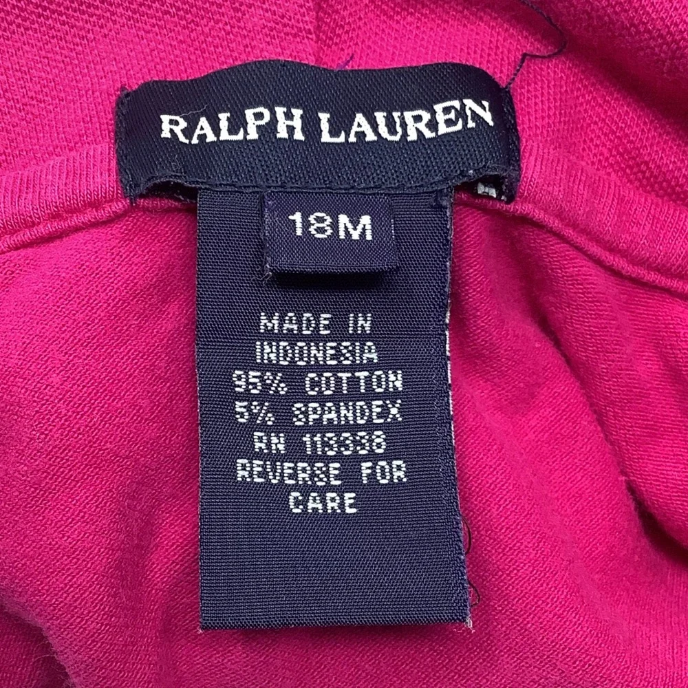 Ralph Lauren Pink Full Zip Hoodie Girls Size 18M Sweatshirt Pockets Long Sleeves